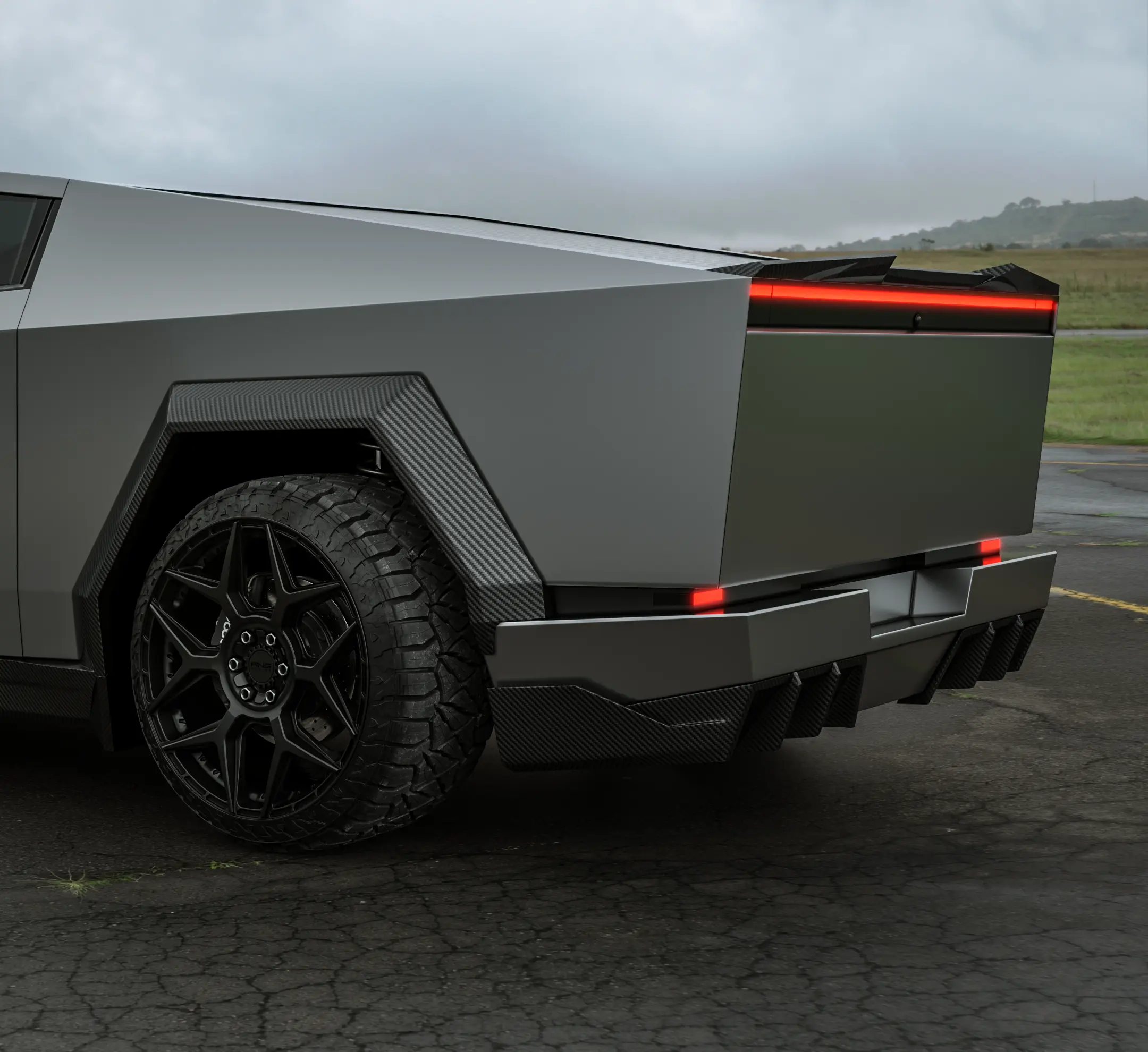 Karbónový difúzor zadného nárazníka pre Tesla Cybertruck